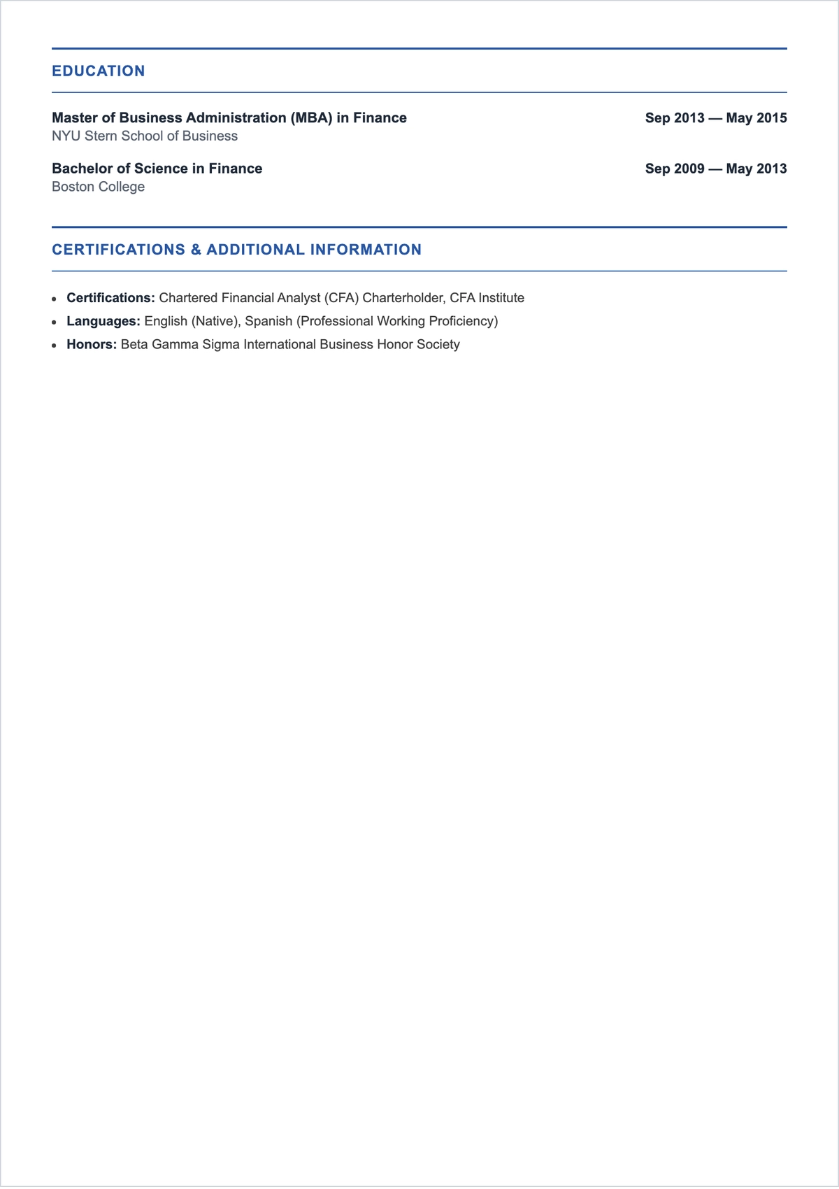 Free Financial Analyst Functional ATS Resume Template