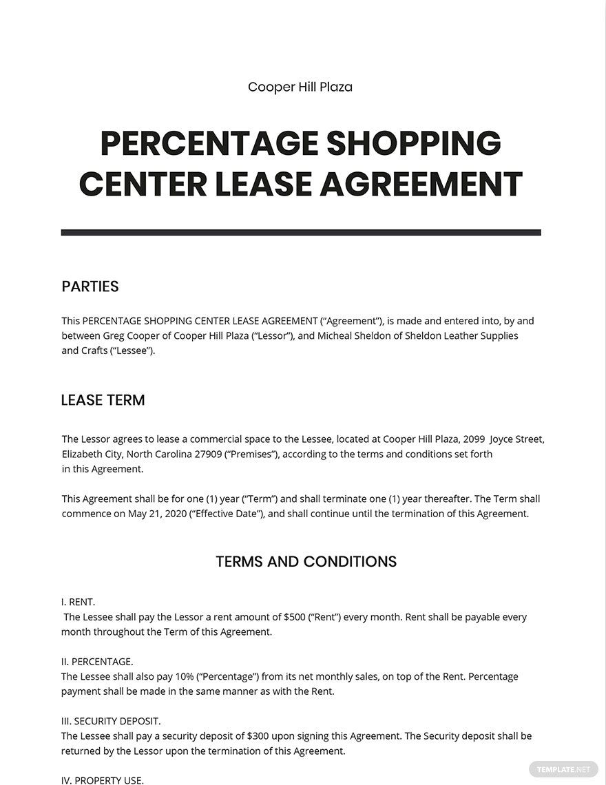 percentage agreement template