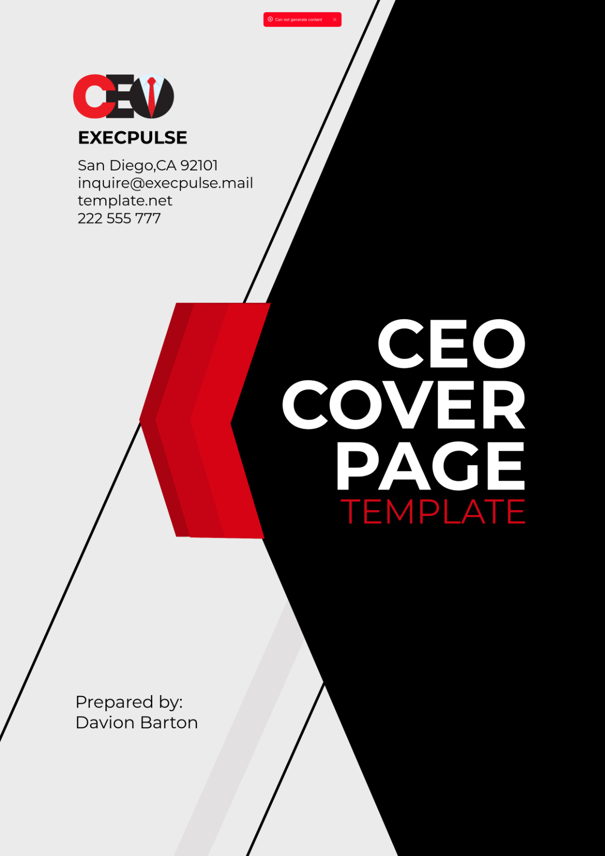 CEO Cover Page Template - Edit Online & Download