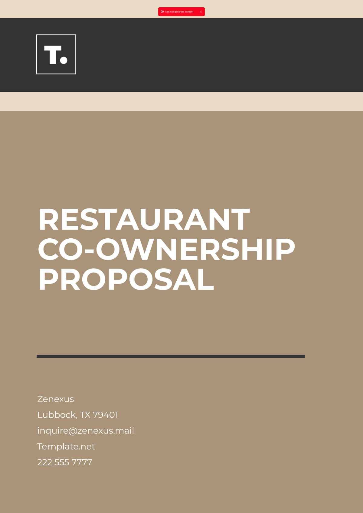 Restaurant Co-ownership Proposal Template - Edit Online & Download