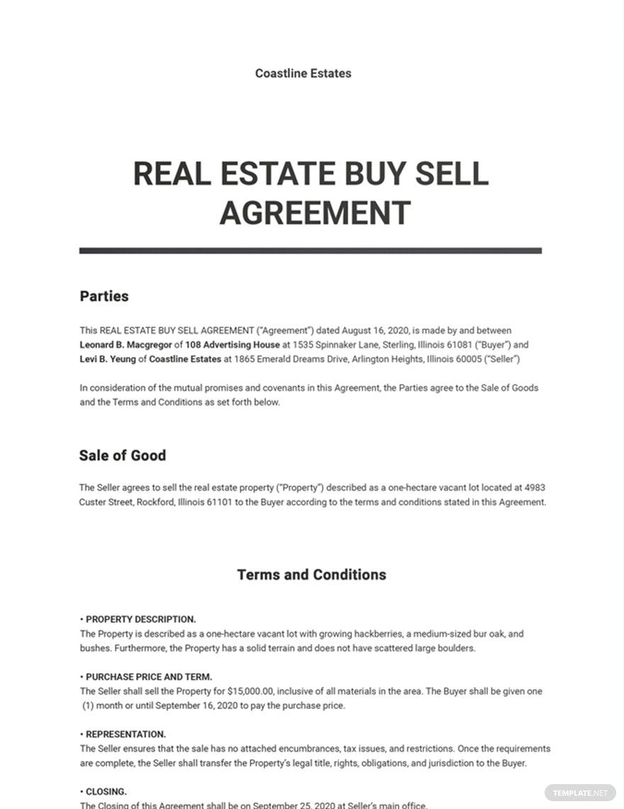 Free Basic Real Estate Agreement Template - Google Docs, Word, Apple ...