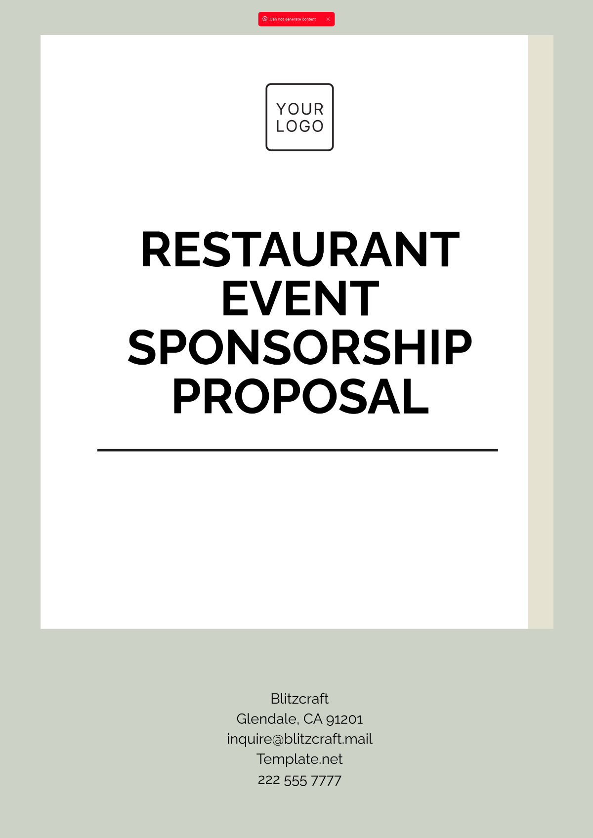 Restaurant Event Sponsorship Proposal Template - Edit Online & Download