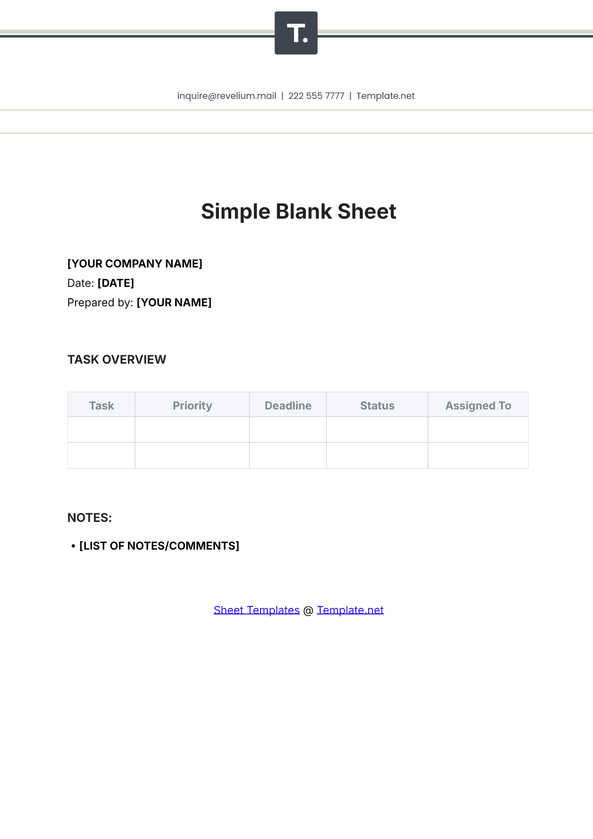 Simple Blank Sheet Template - Edit Online & Download