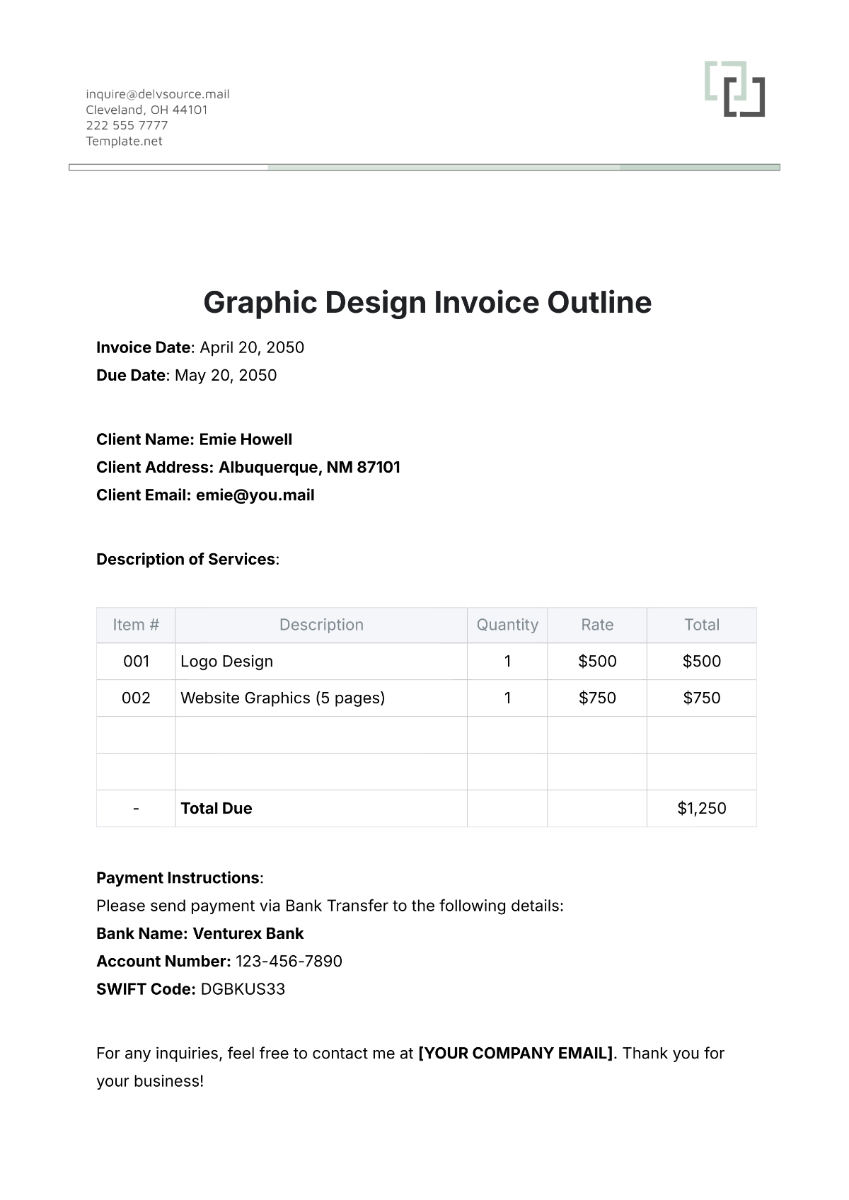 Graphic Design Invoice Outline Template