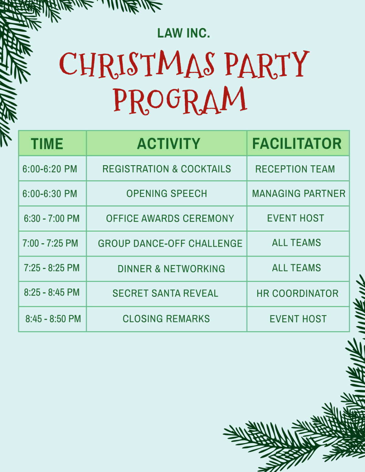 Free Office Christmas Party Program Template - Edit Online & Download