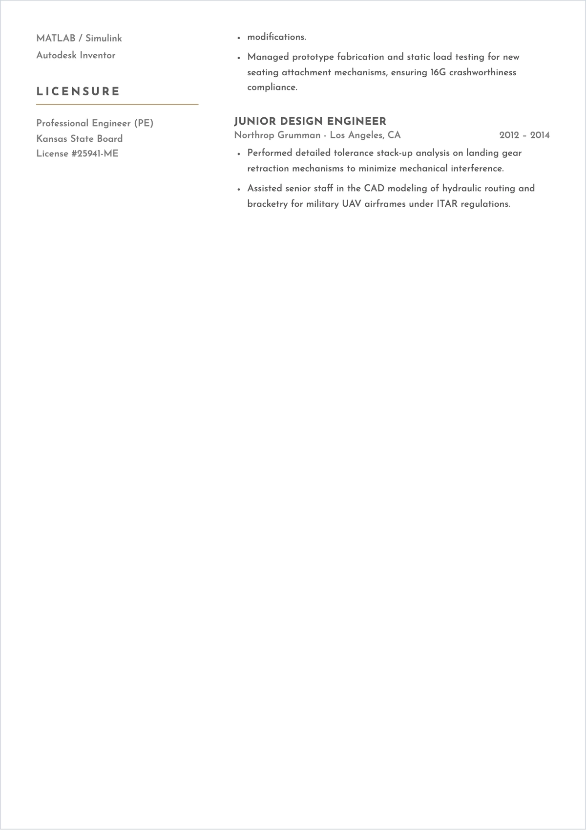 Free Engineer Functional ATS Resume Template, AI Resume Builder