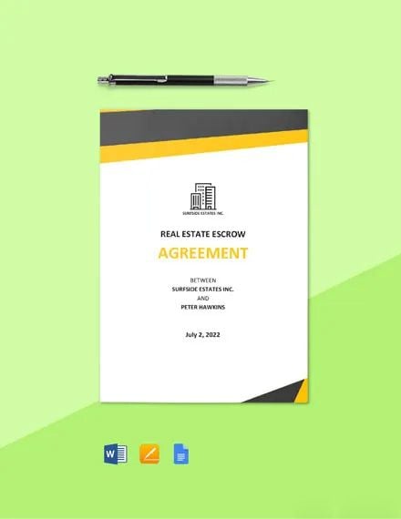 Real Estate Escrow Agreement Template
