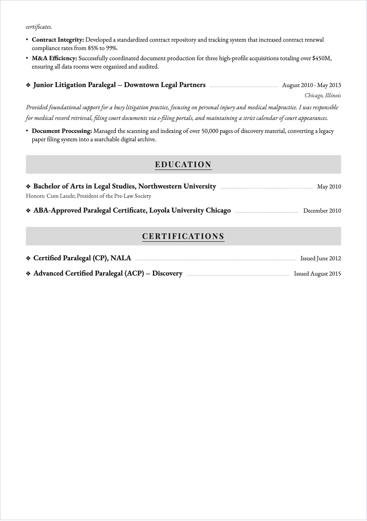 Free Legal Professional Functional ATS Resume Template
