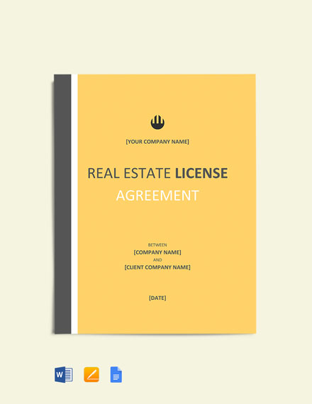Real Estate License Agreement Template Word Google Docs Apple 