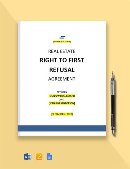 Real Estate Right of First Refusal Agreement Template