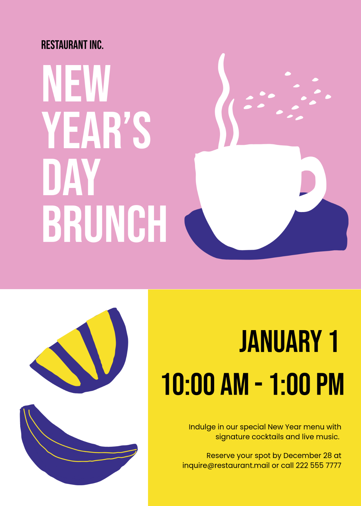 Free New Year’s Day Invitation for Brunch Template - Edit Online & Download