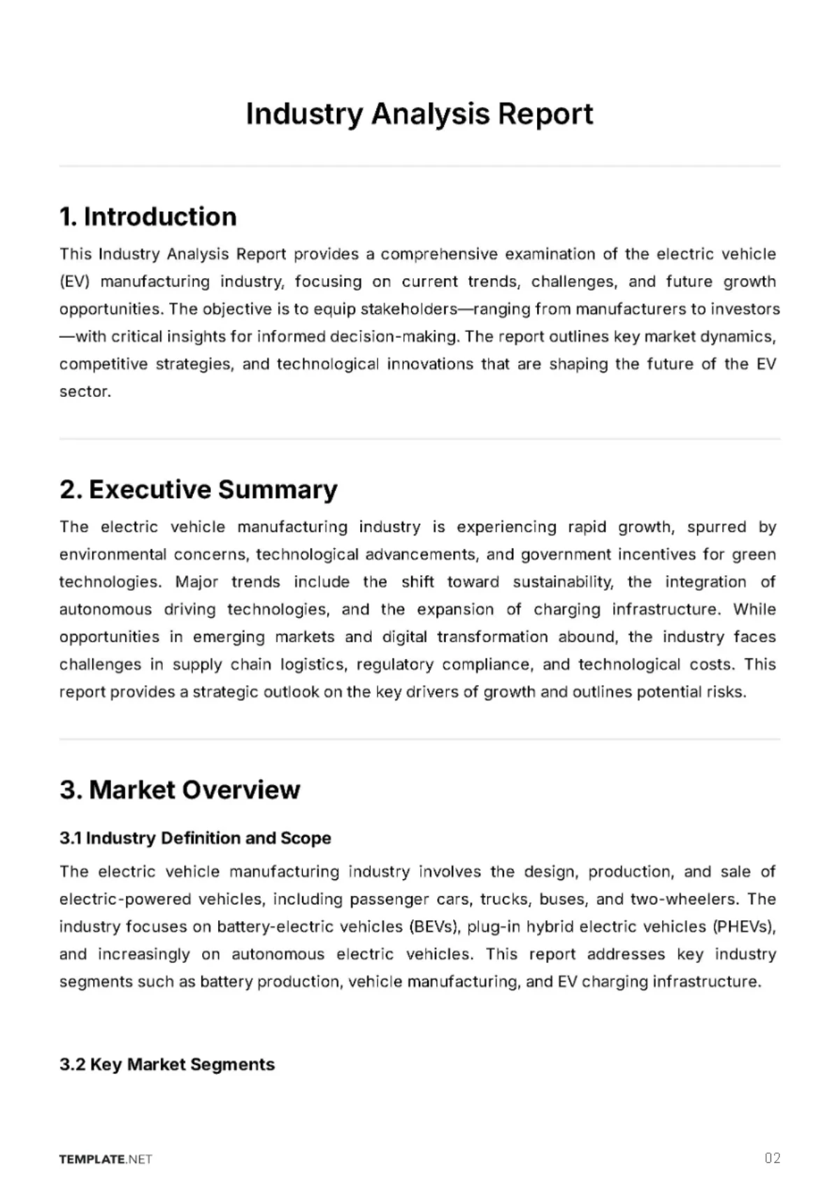 Free Industry Analysis Report Template to Edit Online