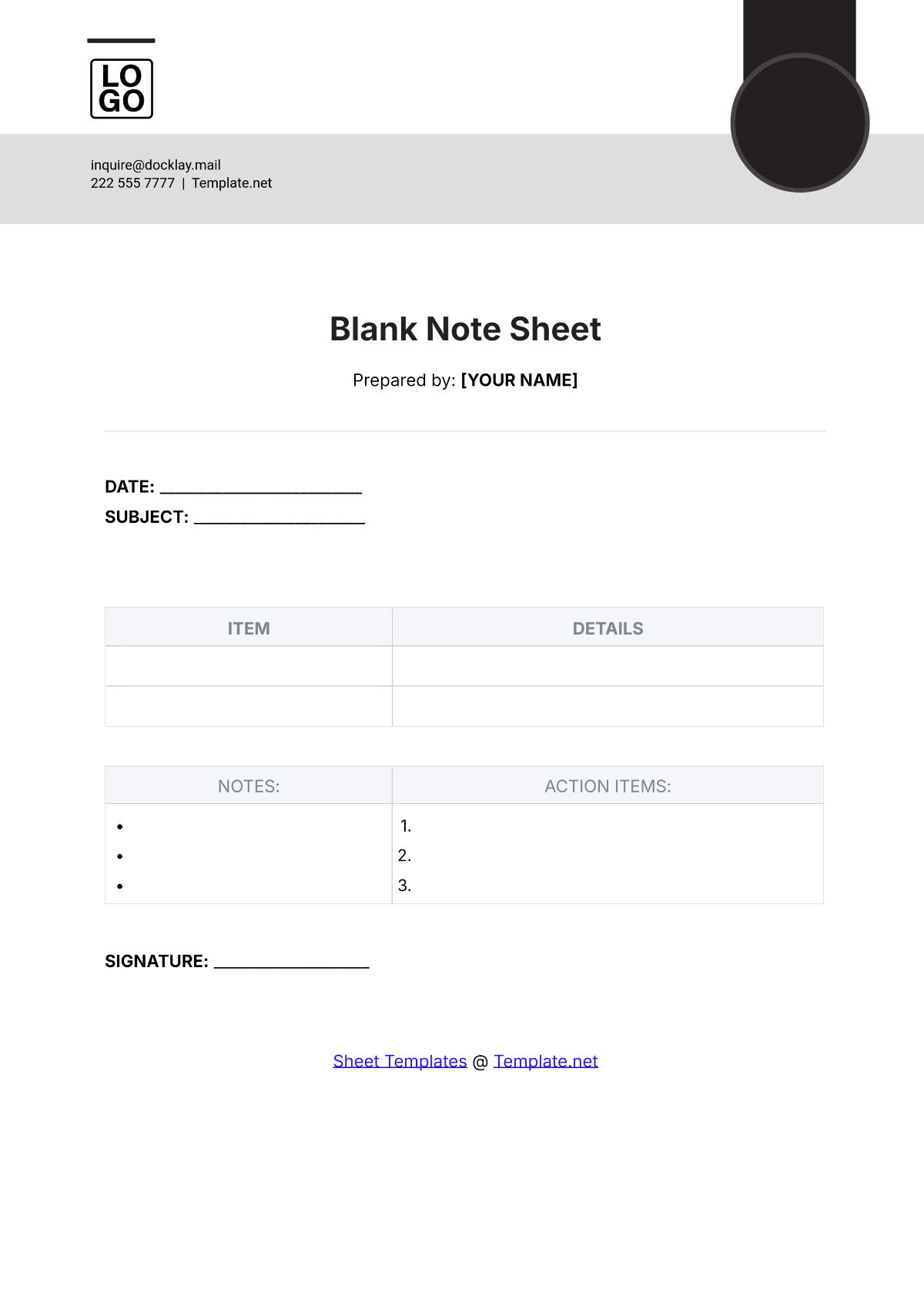 Blank Note Sheet Template - Edit Online & Download