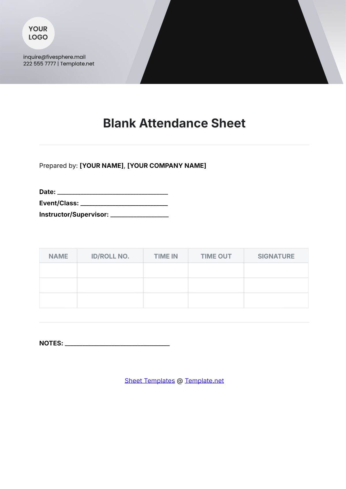 Blank Attendance Sheet Template - Edit Online & Download