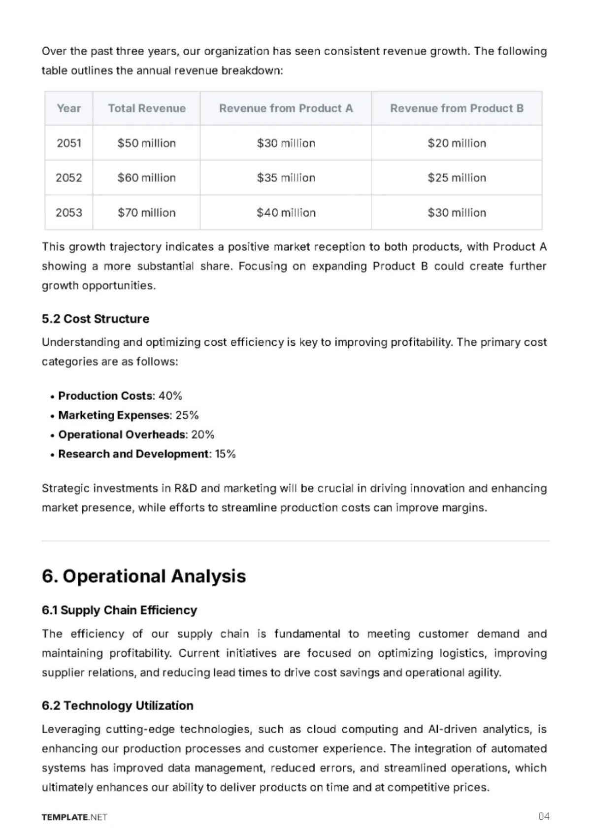 Free Simple Business Analysis Report Template to Edit Online