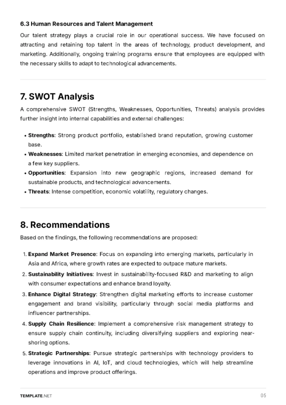 Free Simple Business Analysis Report Template to Edit Online