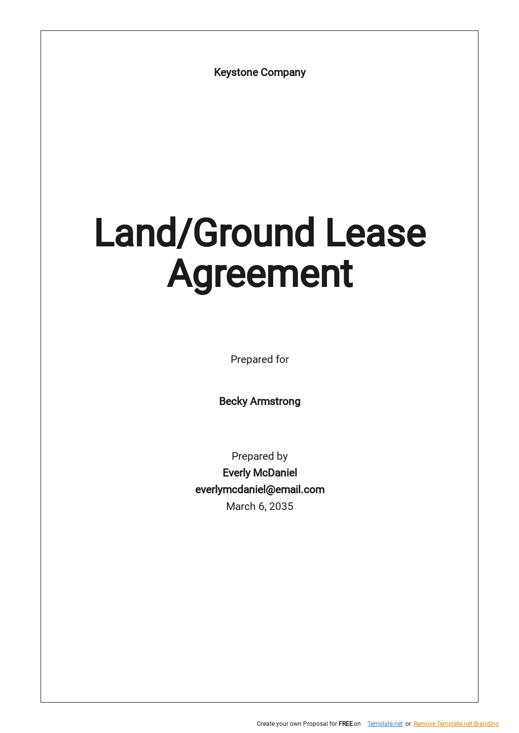 Land Lease Template