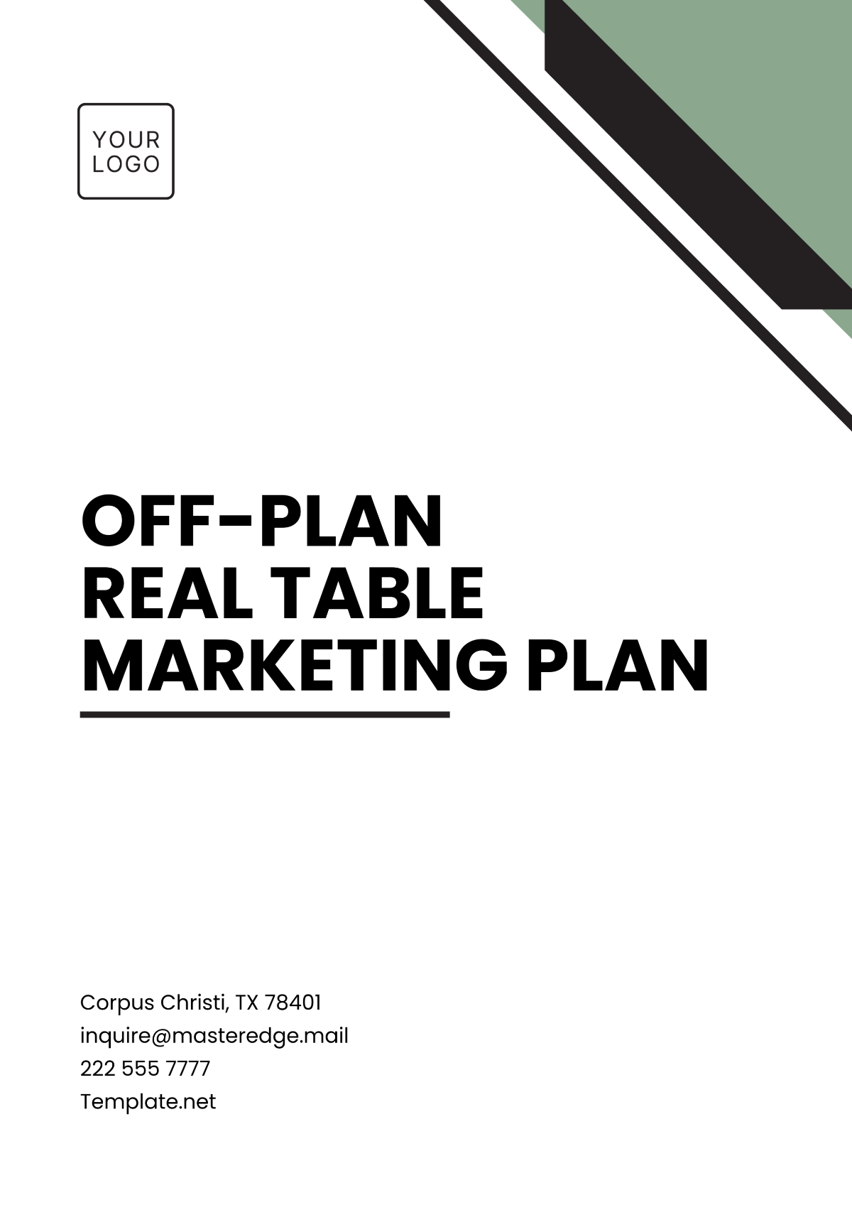 Free Off-Plan Real Table Marketing Plan Template