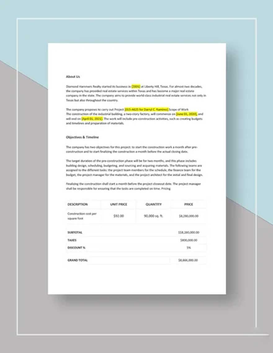 Simple Real Estate Proposal Template