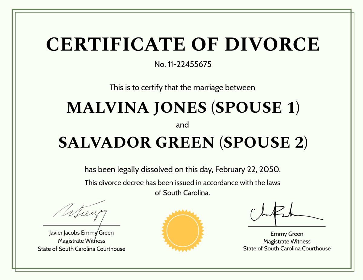 Free Gender-Neutral Divorce Certificate Template - Edit Online & Download