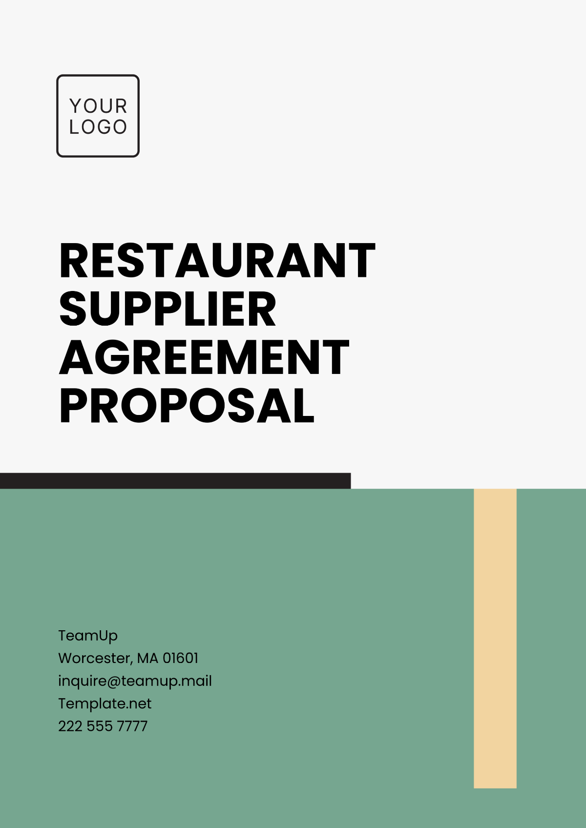 Restaurant Supplier Agreement Proposal Template - Edit Online & Download