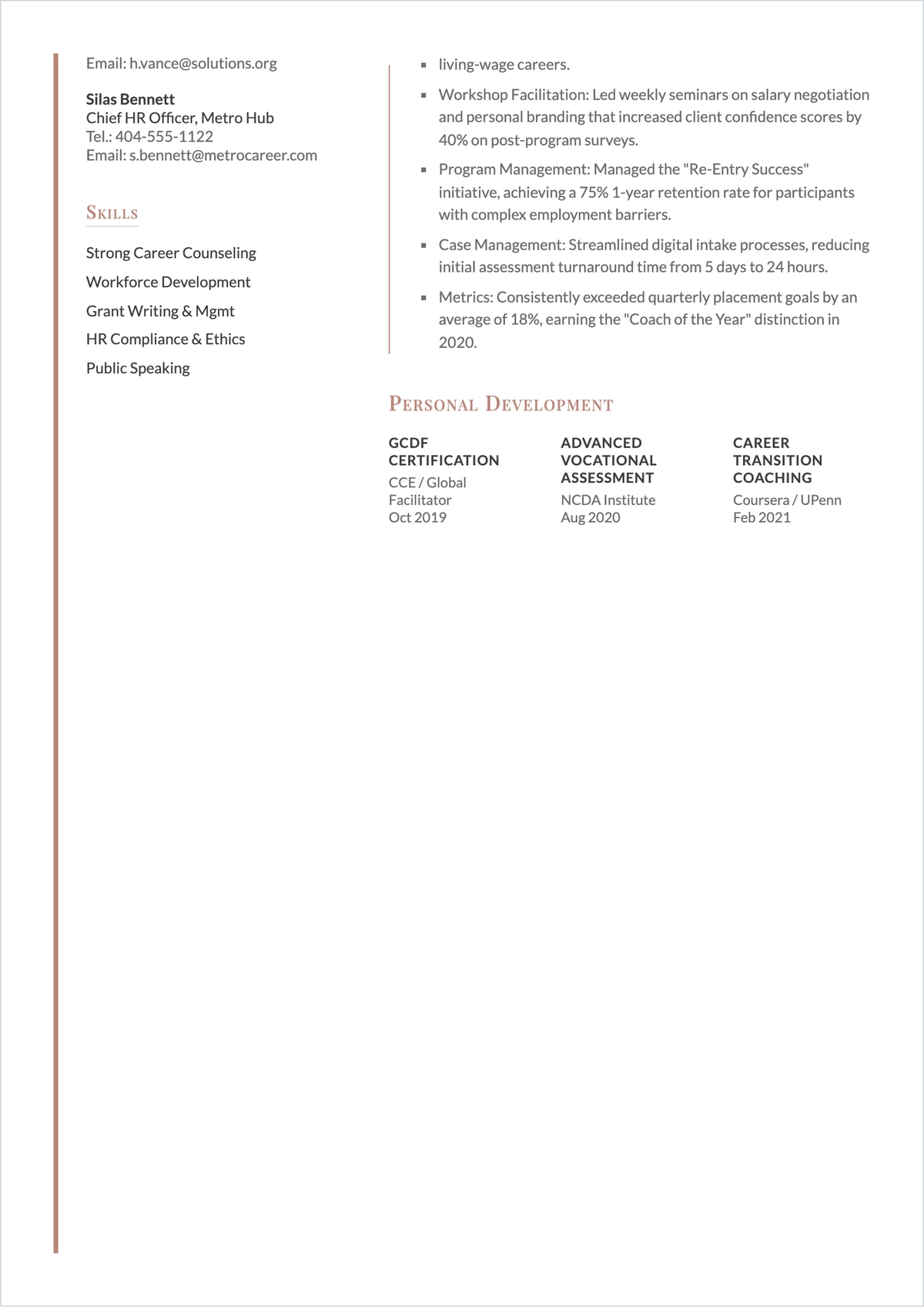 Free Career Advancement Functional ATS Resume Template