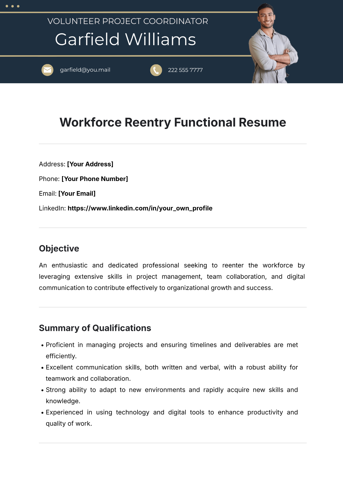 Workforce Reentry Functional Resume Template