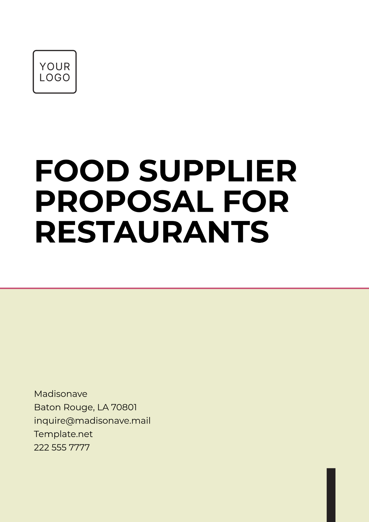 Food Supplier Proposal for Restaurants Template - Edit Online & Download