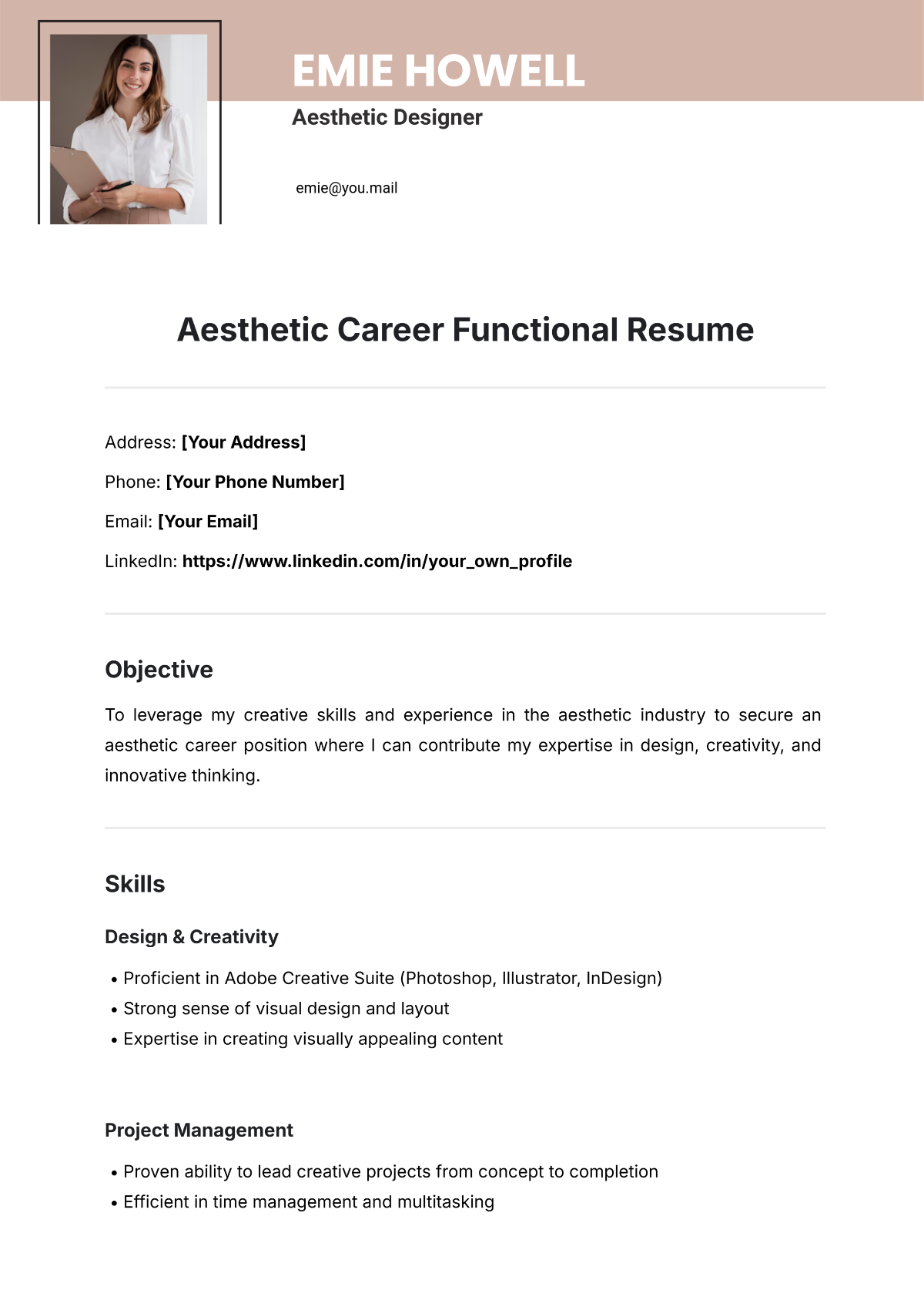 Aesthetic Career Functional Resume Template