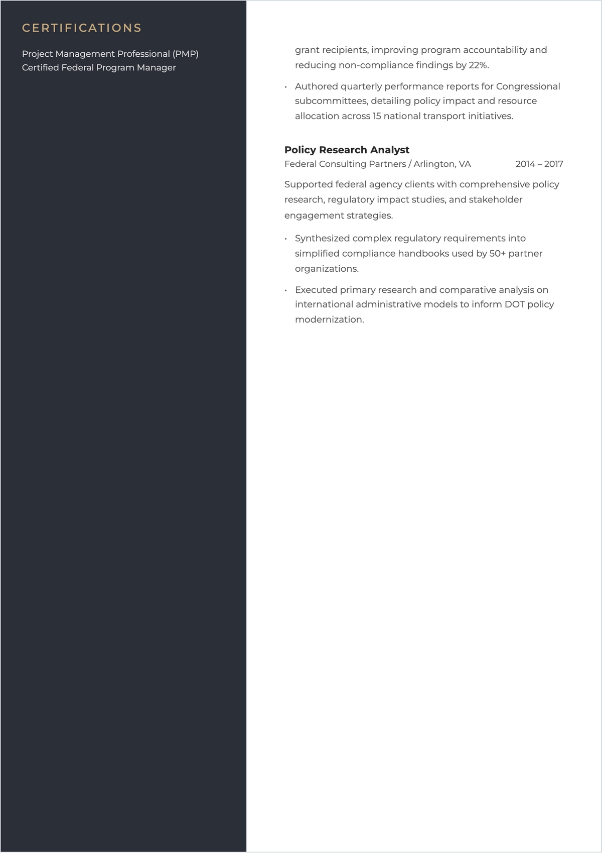 Free Government Job Functional ATS Resume Template, AI Resume Builder