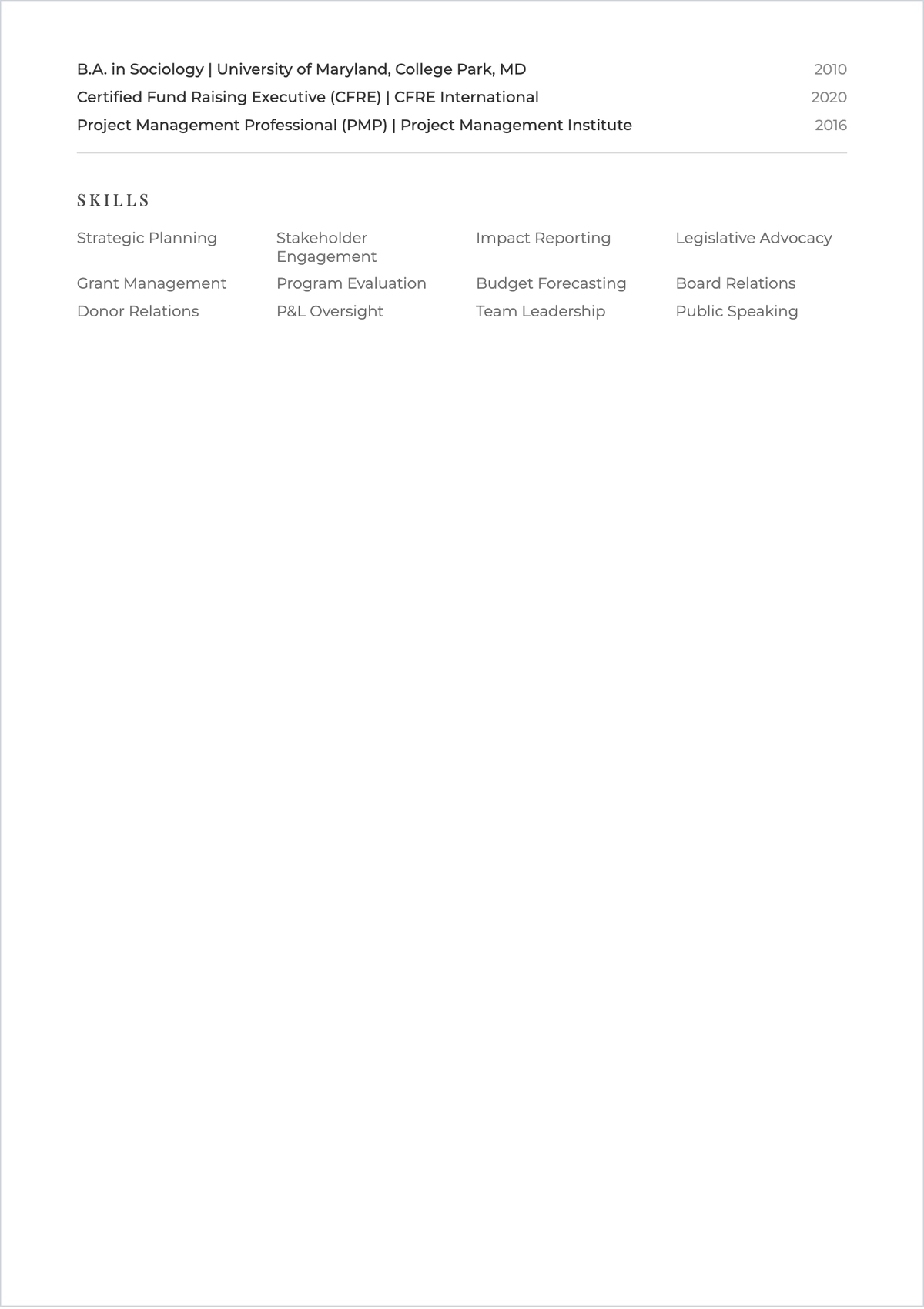 Free Nonprofit Functional ATS Resume Template, AI Resume Builder