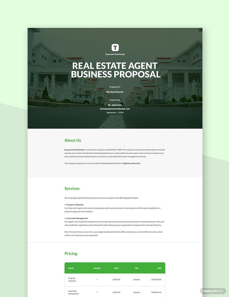 Real Estate Agent Business Proposal Template