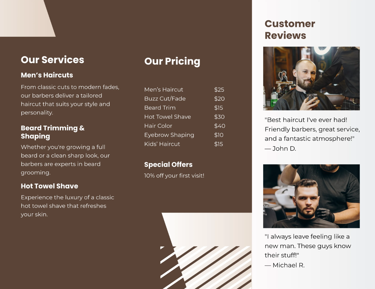 Free Barber Shop Brochure Template to Edit Online