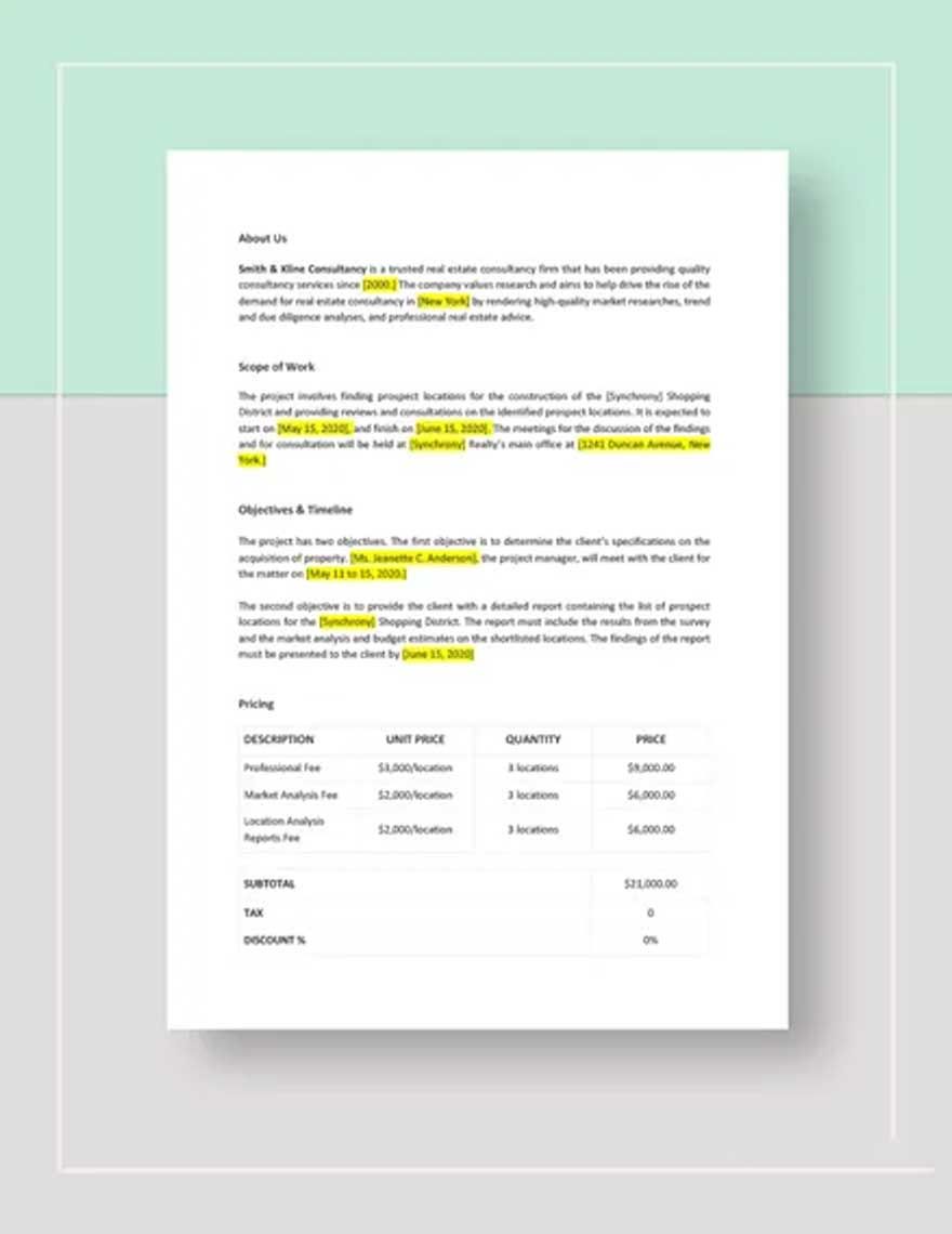 Editable Real Estate Consulting Proposal Template