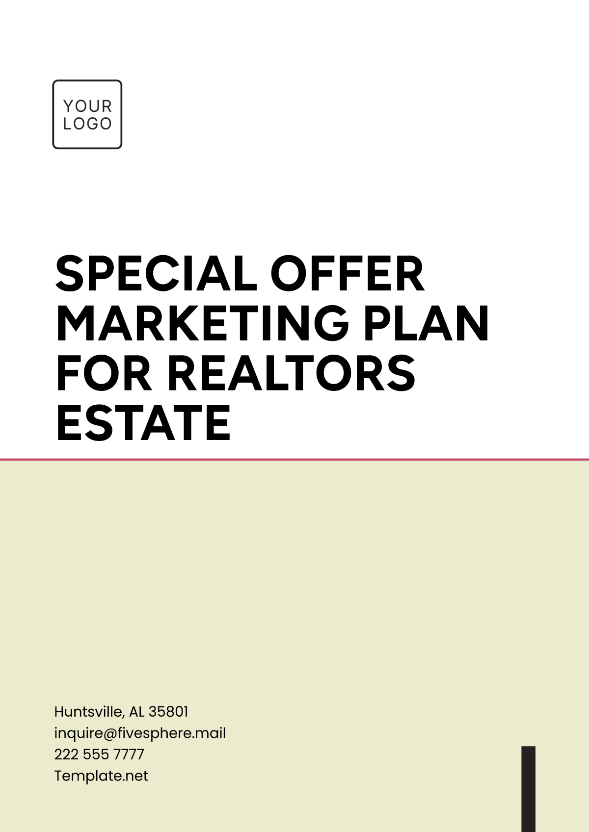 Free Special Offer Marketing Plan for Realtors Estate Template