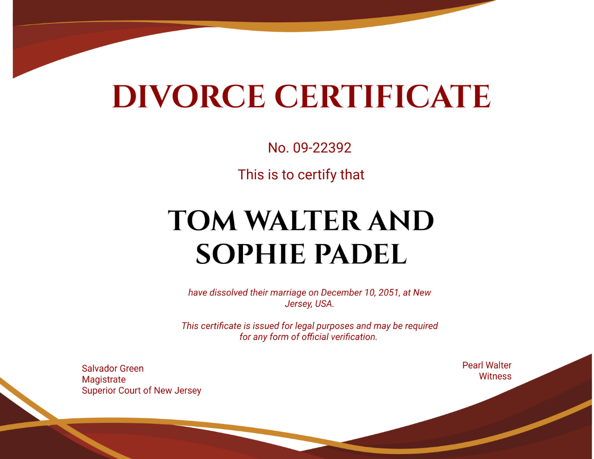 Modern Divorce Certificate Template - Edit Online & Download