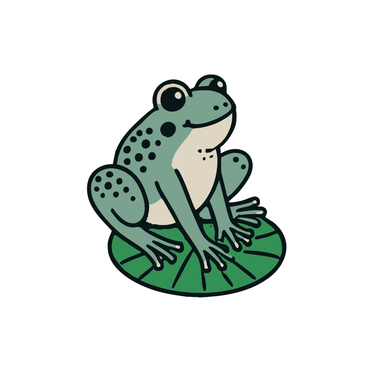 Free Frog with Lily Pad Clipart Template