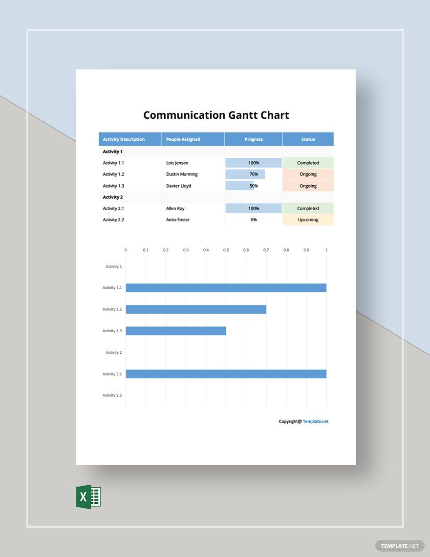 Simple Communication Gantt Chart Template