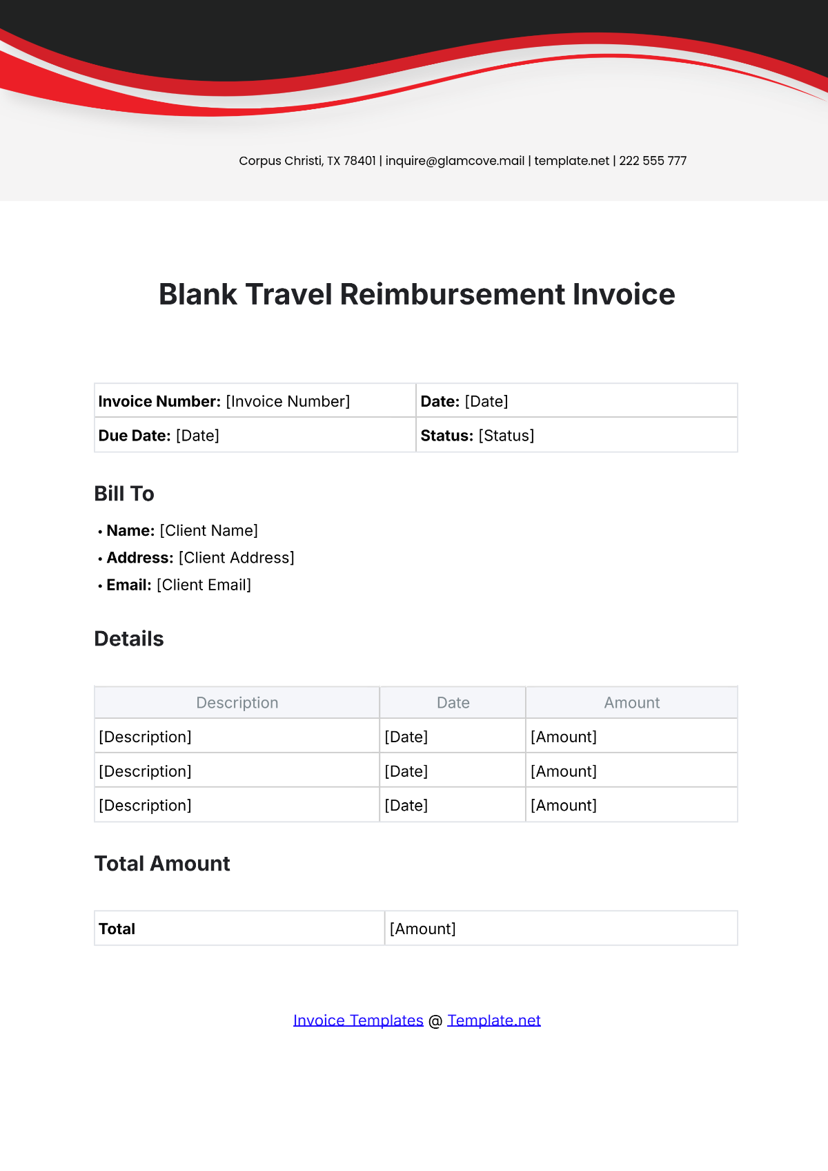 Blank Travel Reimbursement Invoice Template - Edit Online & Download