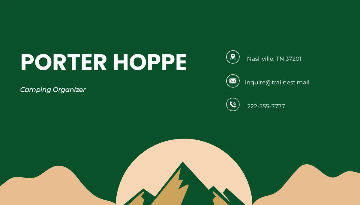 Free Camping Business Card Template to Edit Online