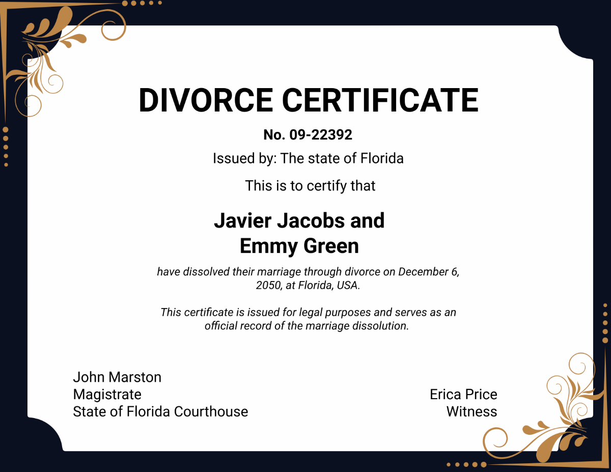 Simple Divorce Certificate for Records - Edit Online & Download