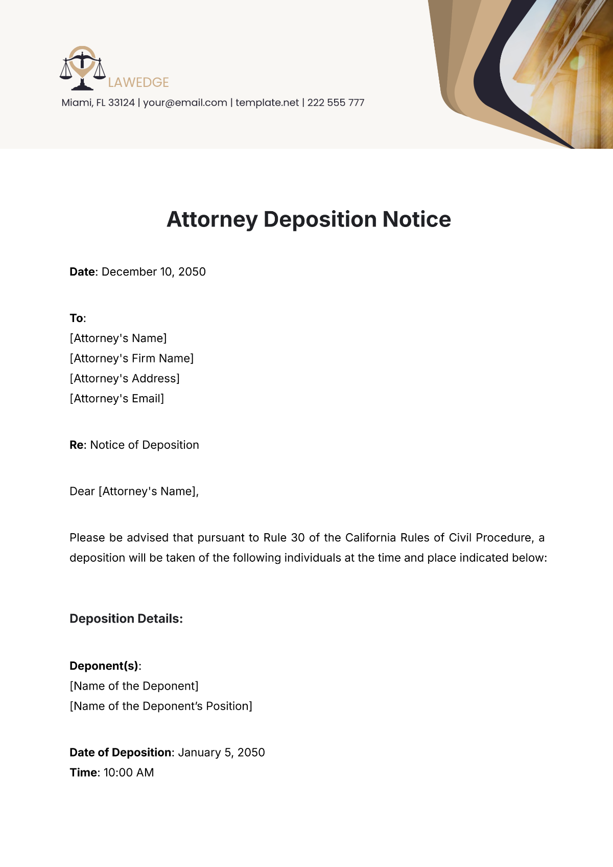 Attorney Deposition Notice Template - Edit Online & Download