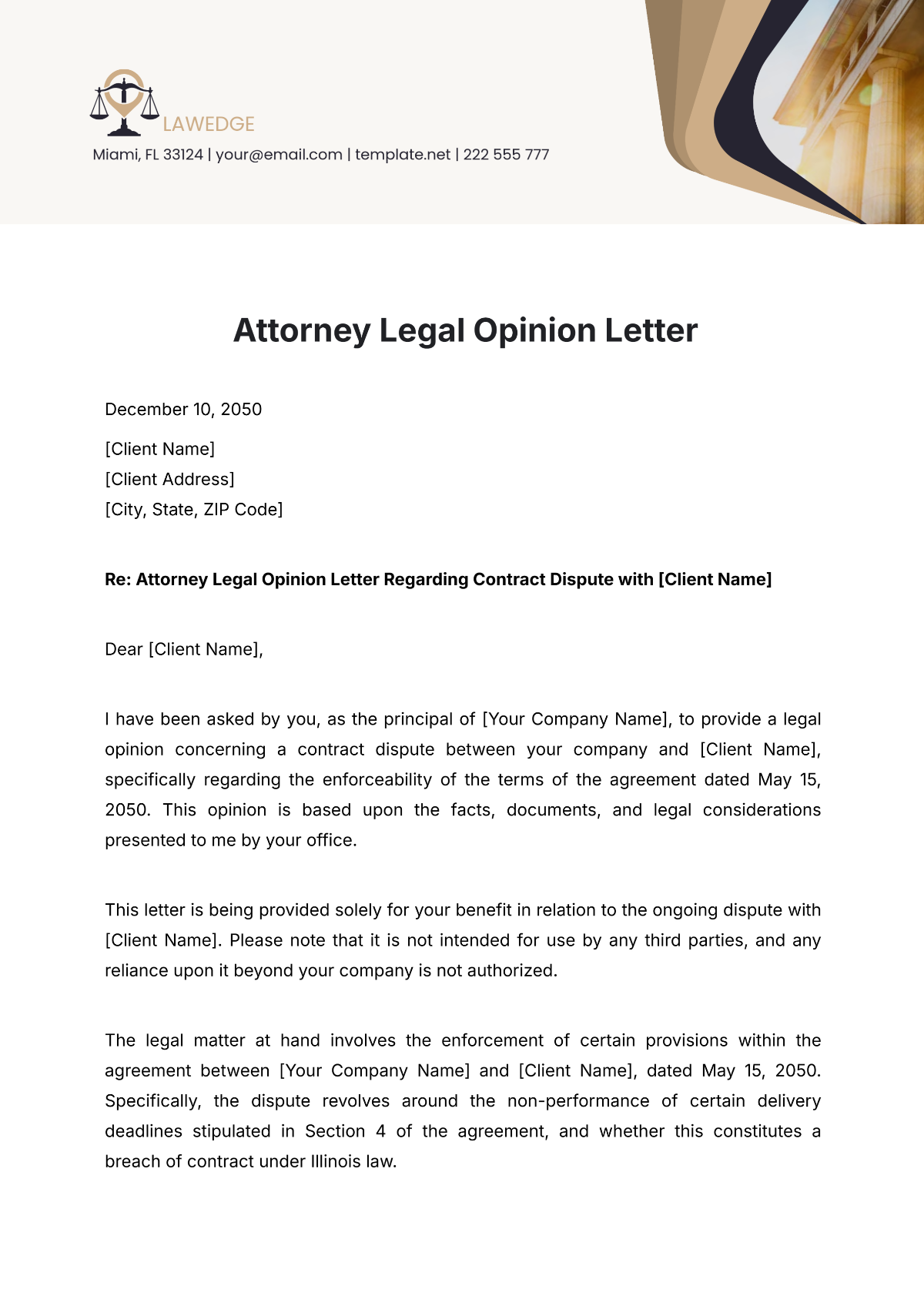 Attorney Legal Opinion Letter Template - Edit Online & Download