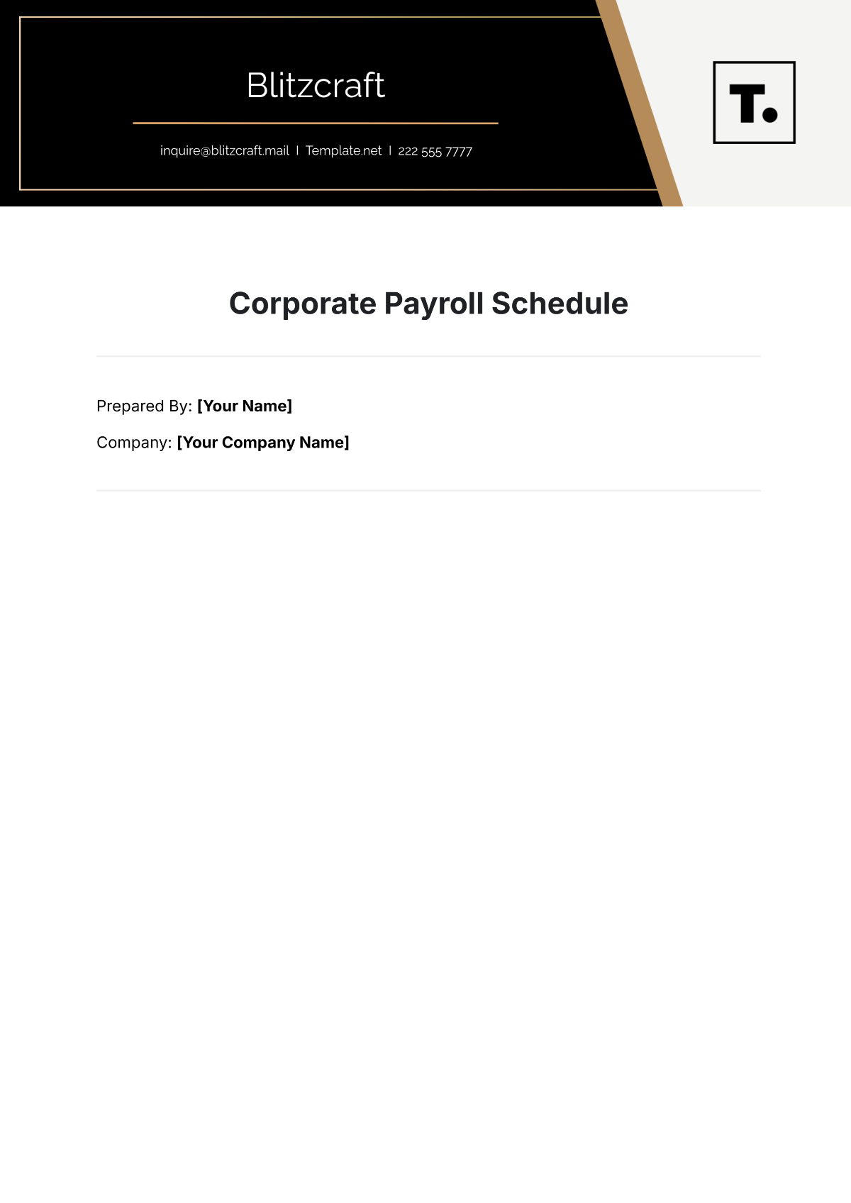 Corporate Payroll Schedule Template - Edit Online & Download