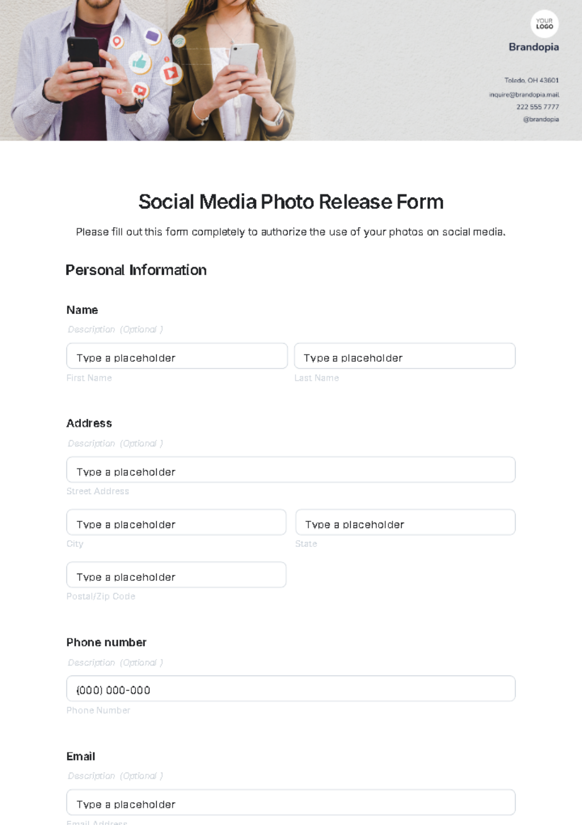 Social Media Photo Release Form Template - Edit Online & Download