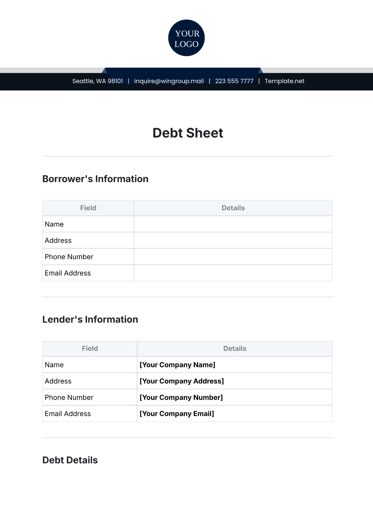 Debt Sheet Template - Edit Online & Download