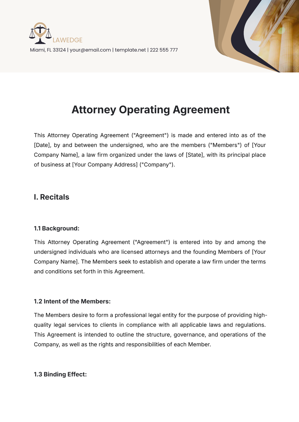 Attorney Operating Agreement Template - Edit Online & Download