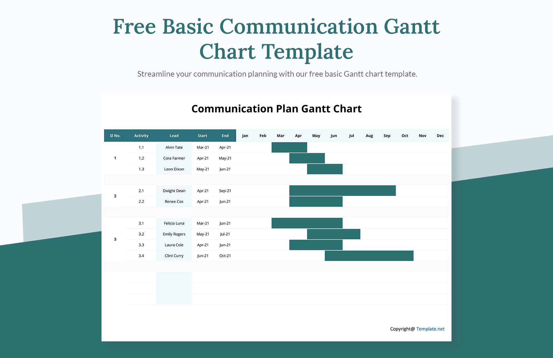 Basic Communication Gantt Chart Template