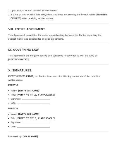 Free Barter Agreement Format Template to Edit Online