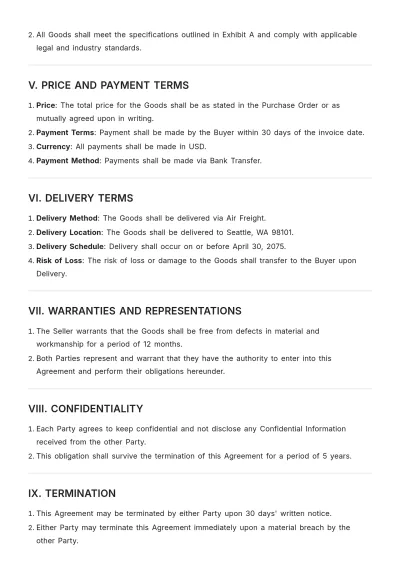 Free Standard Trade Agreement Template to Edit Online